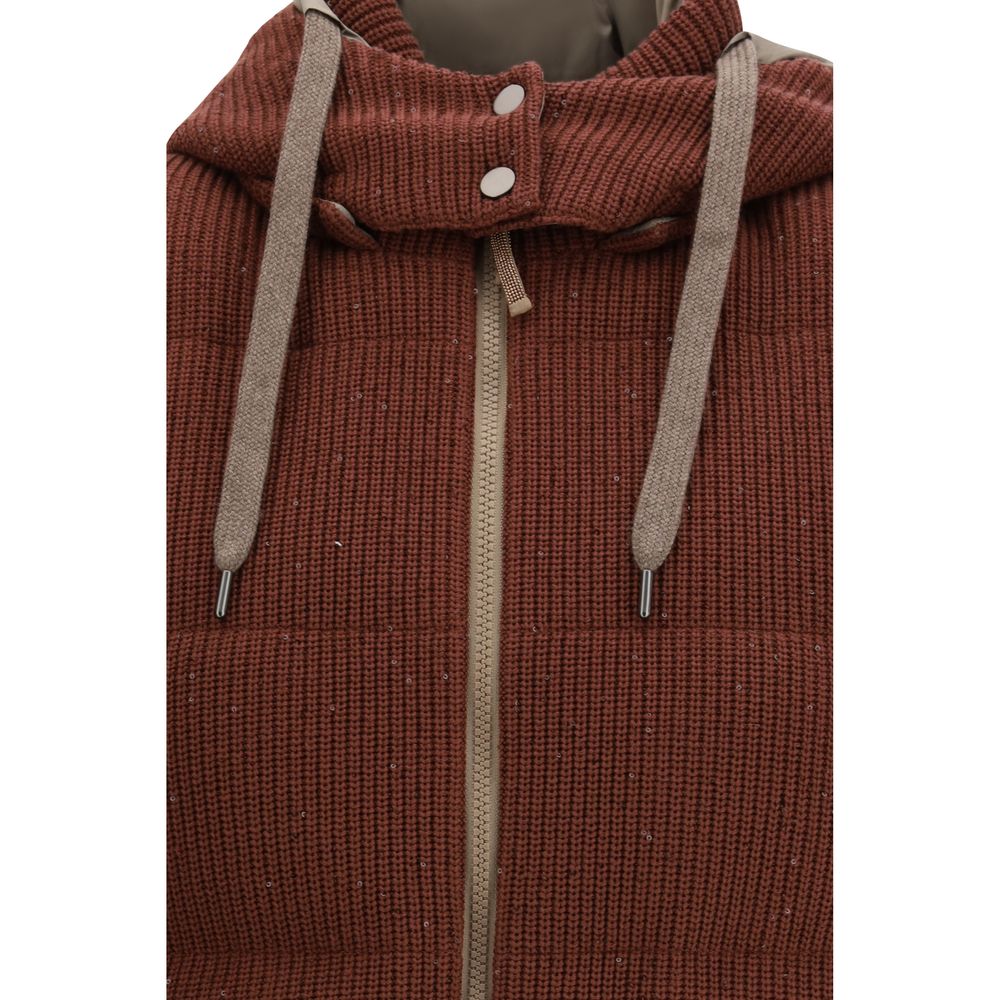 Brunello Cucinelli Giacca Smamanicata in Cotone Marrone