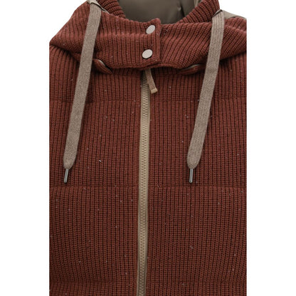 Brunello Cucinelli Giacca Smamanicata in Cotone Marrone