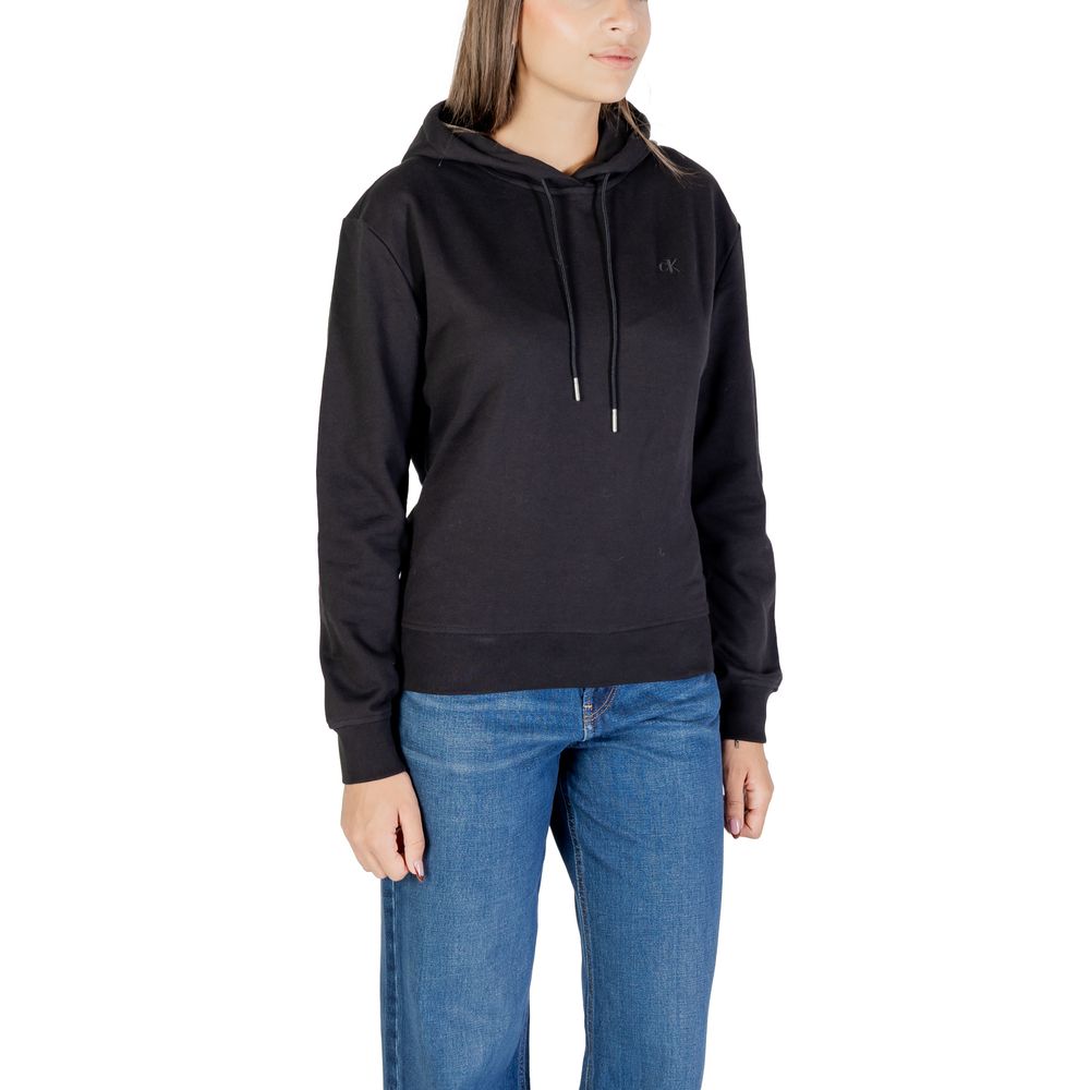 Calvin Klein Jeans Felpa Nera in Cotone con Cappuccio