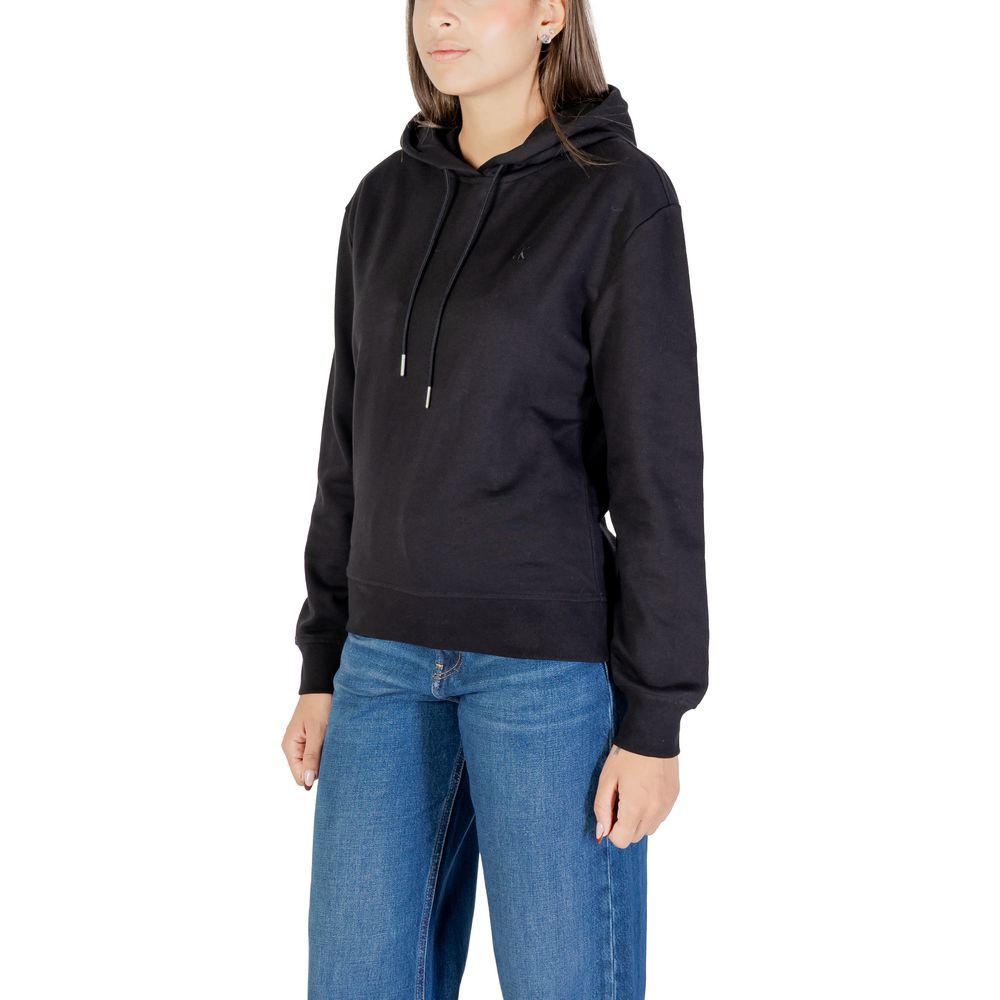 Calvin Klein Jeans Felpa Nera in Cotone con Cappuccio