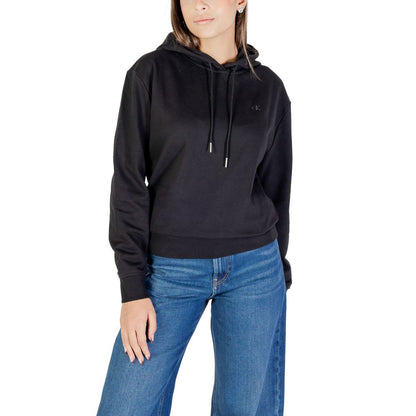 Calvin Klein Jeans Felpa Nera in Cotone con Cappuccio