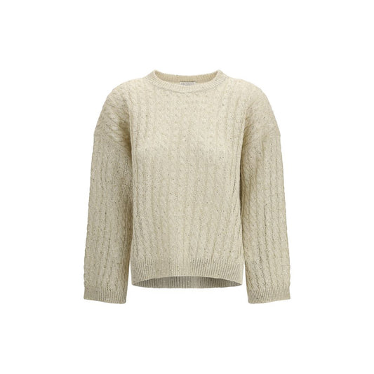 Felpa in lino beige Brunello Cucinelli