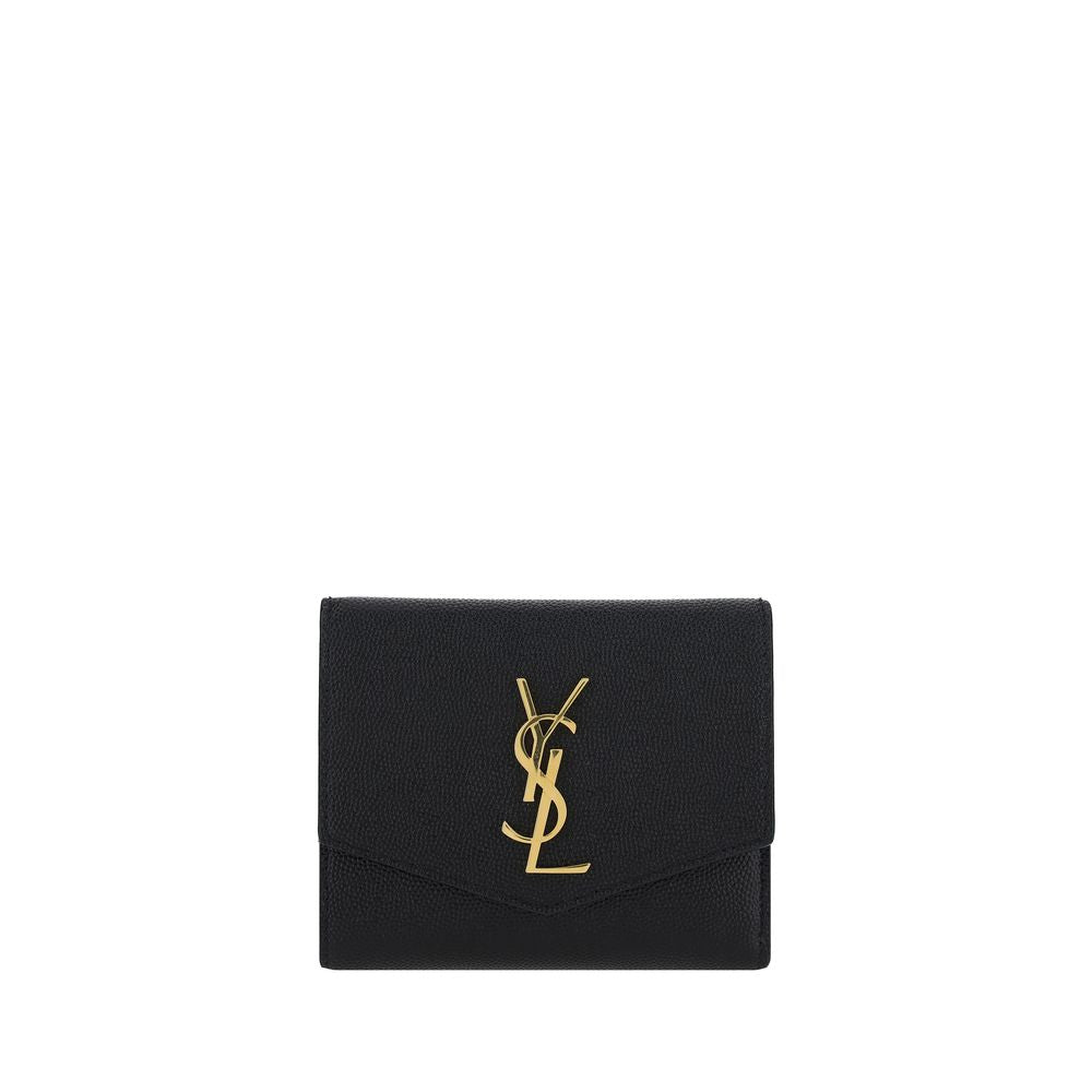 Portefeuille Saint Laurent en Cuir de Veau Noir Bos Taurus