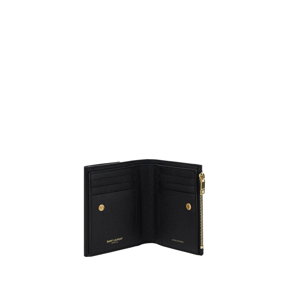 Portefeuille Saint Laurent en Cuir de Veau Noir Bos Taurus