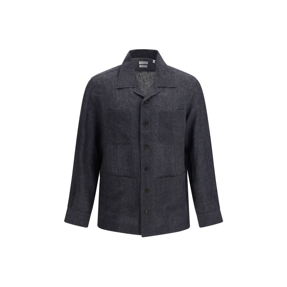 Camicia Elegante Brunello Cucinelli Grigia in Lino