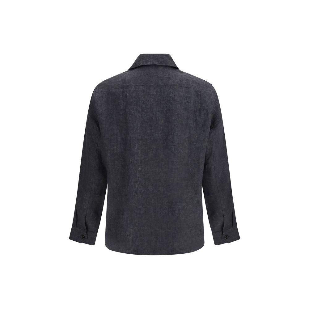 Camicia Elegante Brunello Cucinelli Grigia in Lino