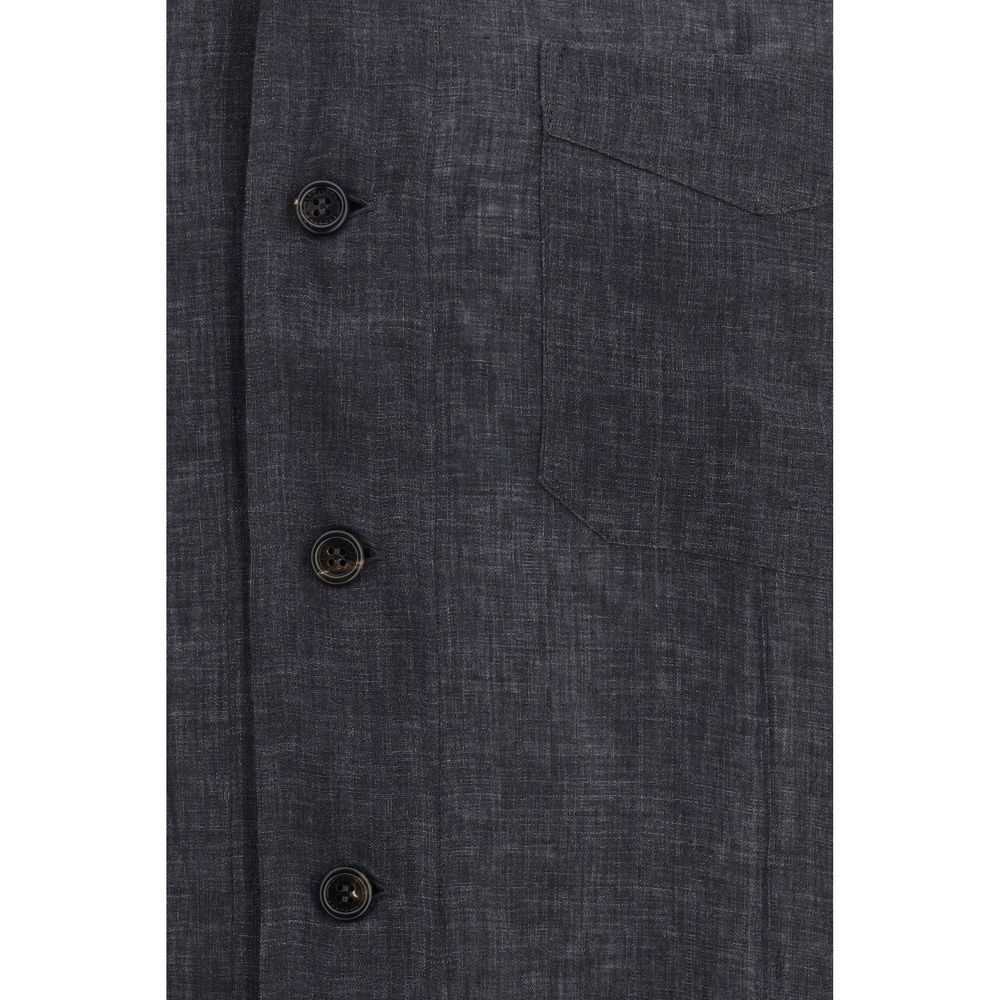 Camicia Elegante Brunello Cucinelli Grigia in Lino