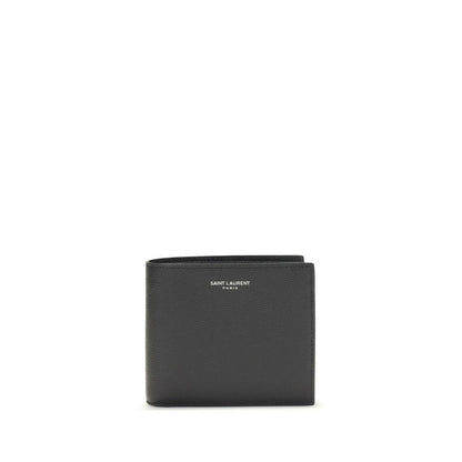 Portefeuille Saint Laurent en Cuir de Veau Noir Bos Taurus