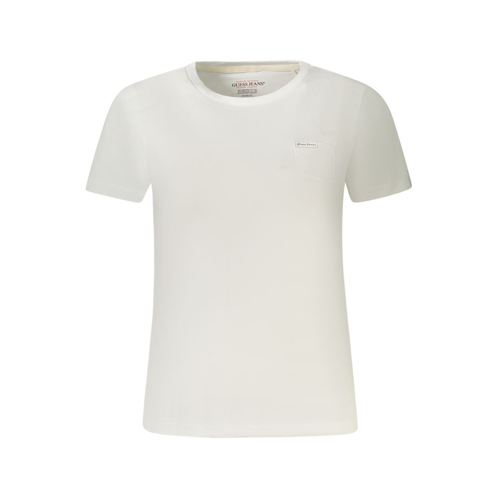 T-shirt da donna Guess Jeans in cotone bianco