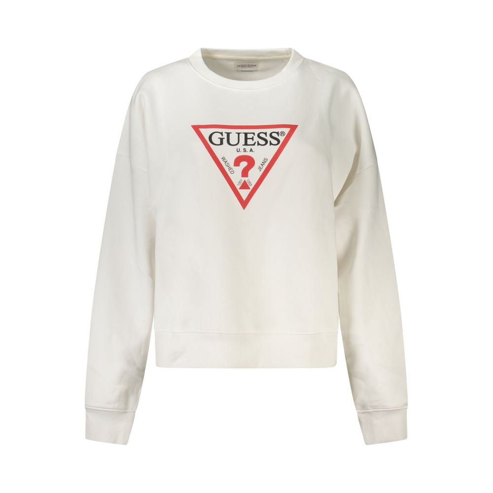 Felpa da donna in cotone bianco Guess Jeans