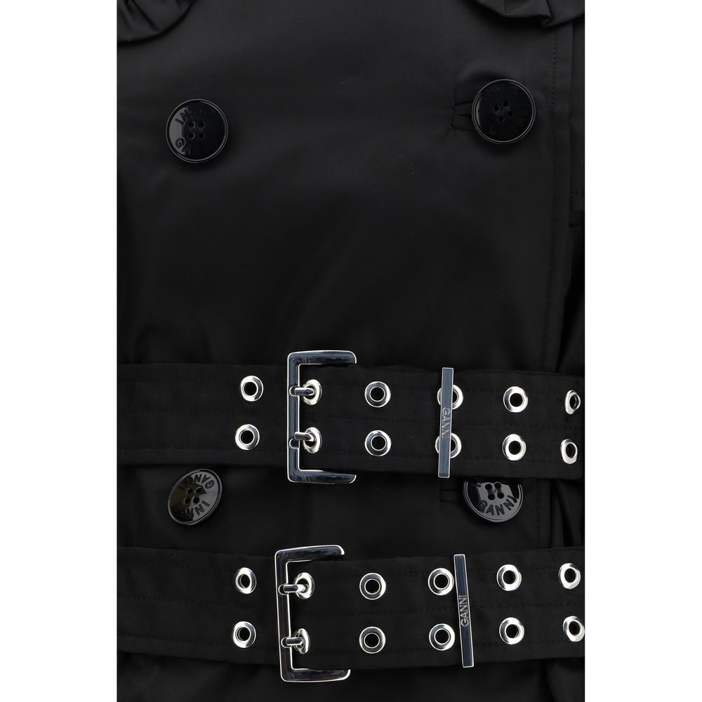 Ganni Cappotto Nero in Nylon