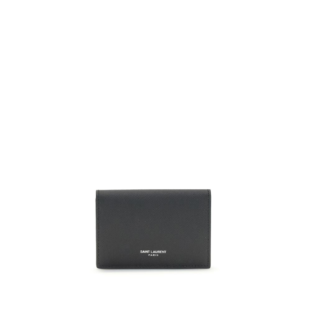 Portefeuille Saint Laurent en Cuir de Veau Noir Bos Taurus