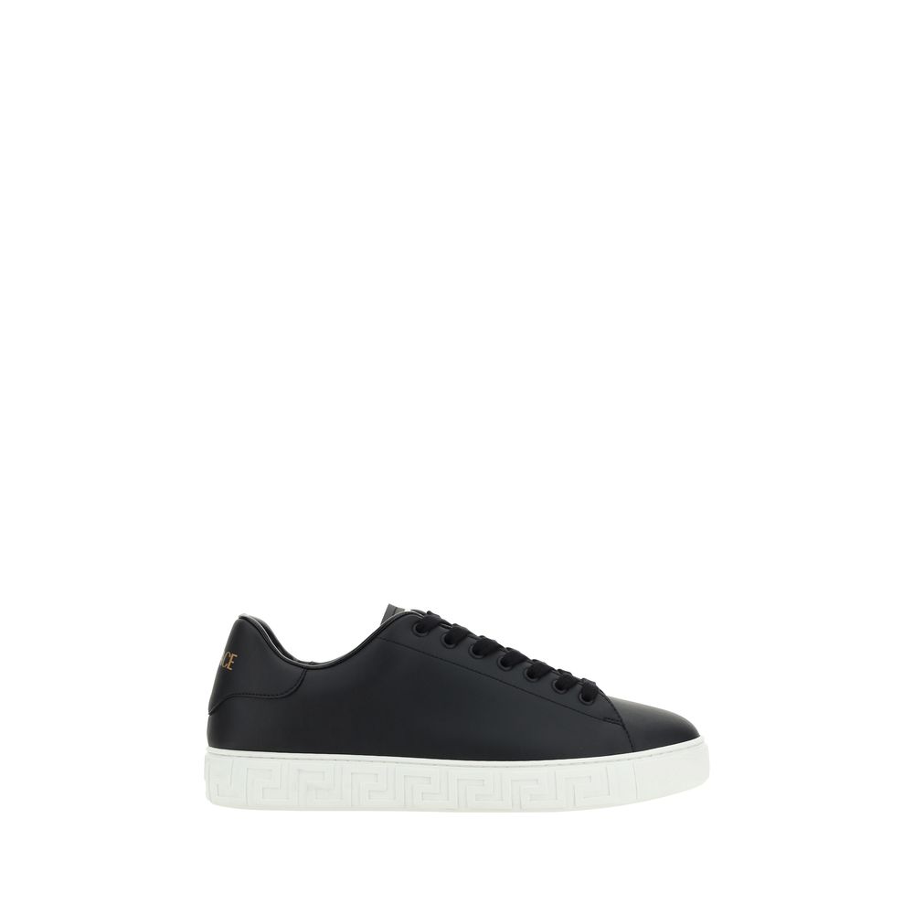 Sneakers basse Versace in pelle di vitello nera Bos Taurus