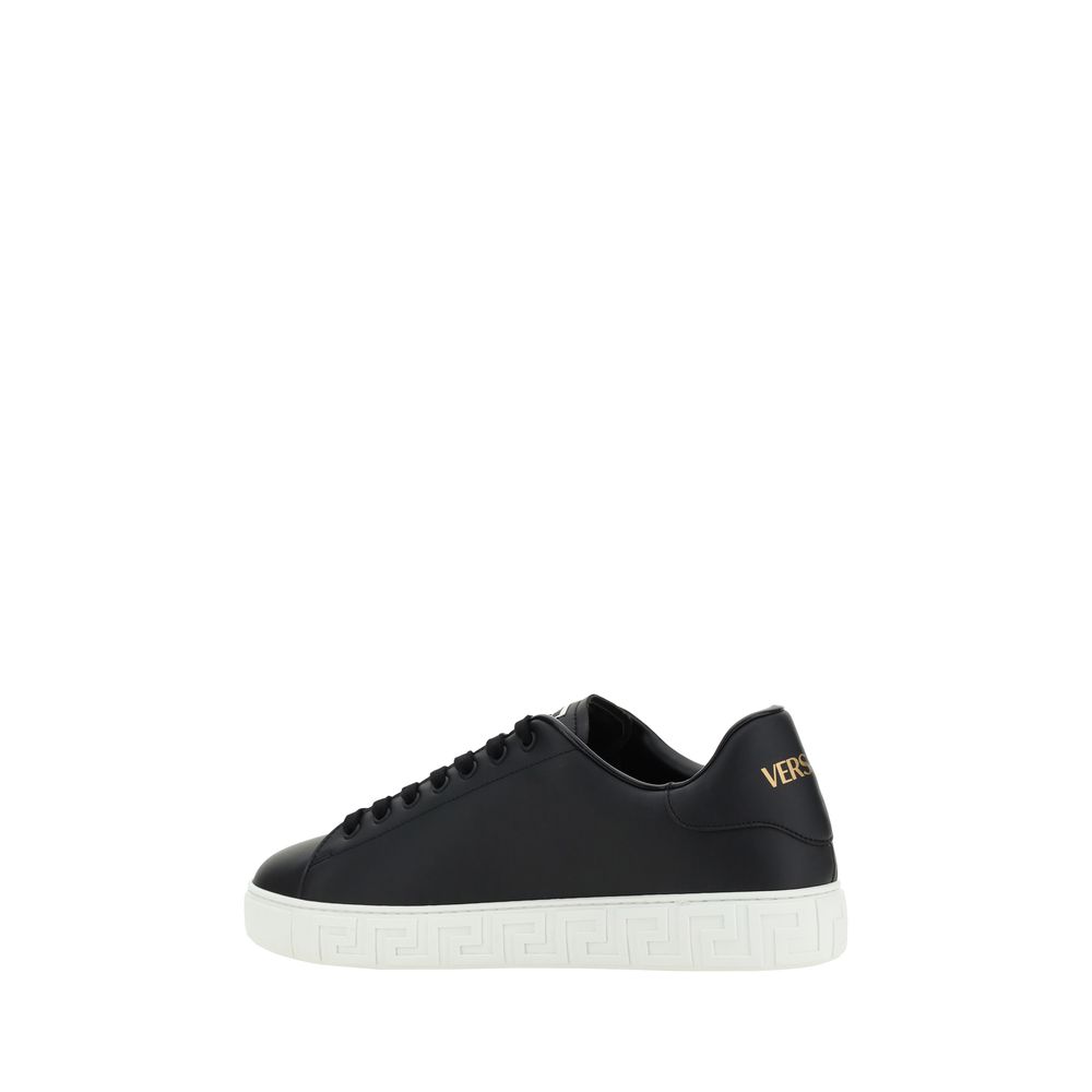 Sneakers basse Versace in pelle di vitello nera Bos Taurus