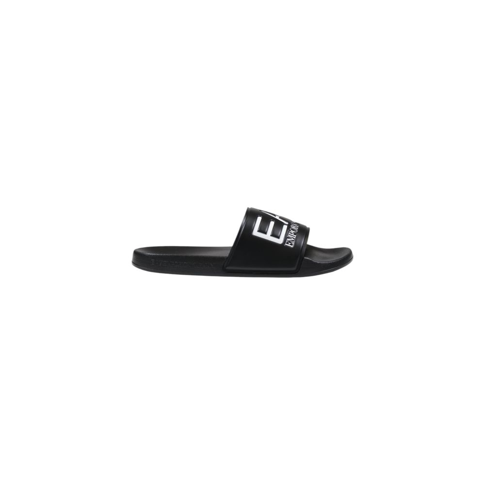 Tongs en PVC noires et blanches EA7 Emporio Armani