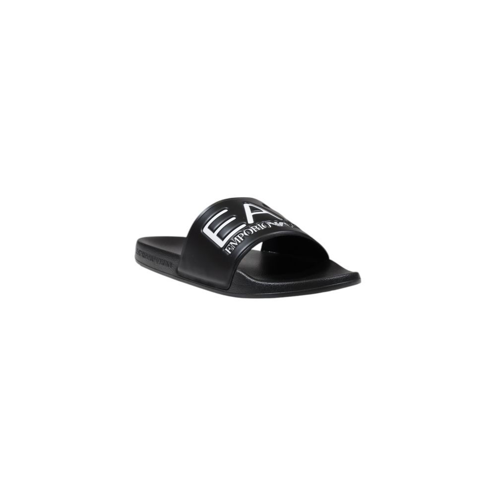 Tongs en PVC noires et blanches EA7 Emporio Armani
