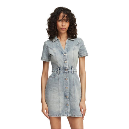 Morgan De Toi Blue Cotton Midi Dress