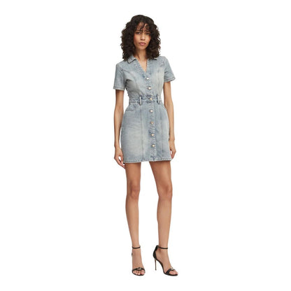 Morgan De Toi Blue Cotton Midi Dress