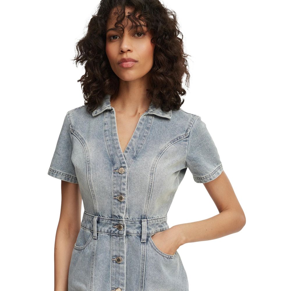 Morgan De Toi Blue Cotton Midi Dress