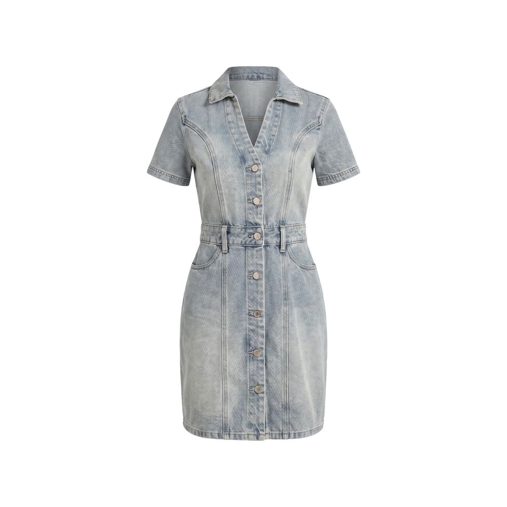 Morgan De Toi Blue Cotton Midi Dress
