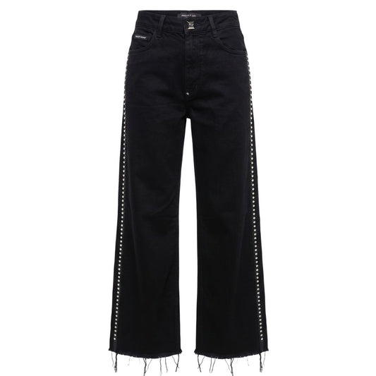 Philipp Plein Pantaloni Neri da Donna in Cotone