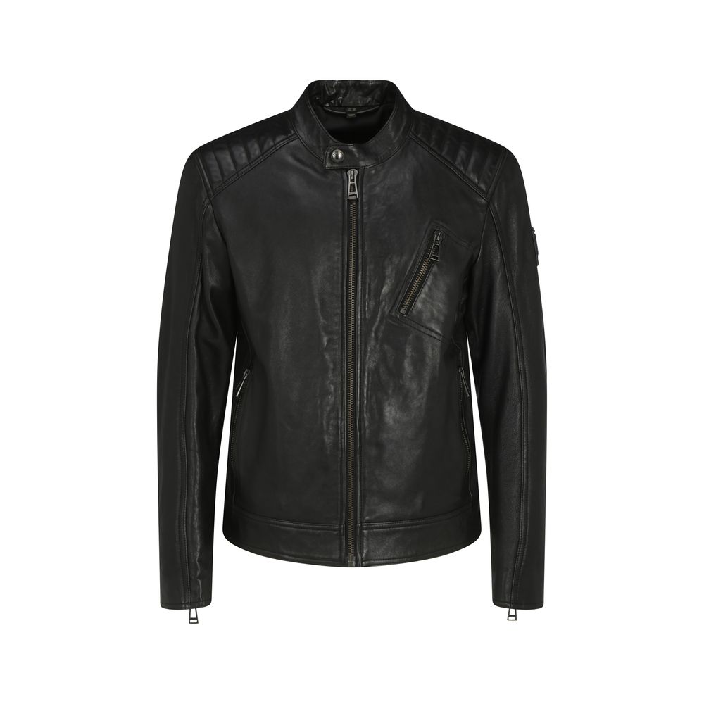 Blouson en cuir Belstaff noir agneau Ovis Aries