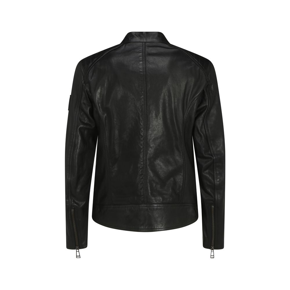 Blouson en cuir Belstaff noir agneau Ovis Aries