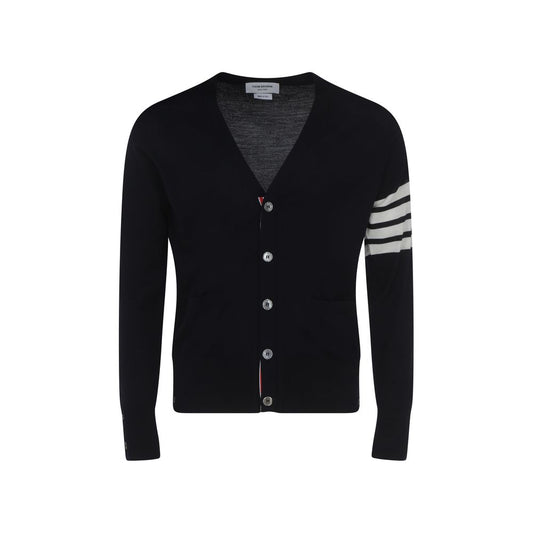 Cardigan Thom Browne Blu in Lana Oves Aries