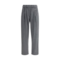 Pantaloni casual in lana grigia Brunello Cucinelli