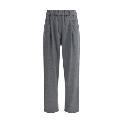 Pantaloni casual in lana grigia Brunello Cucinelli