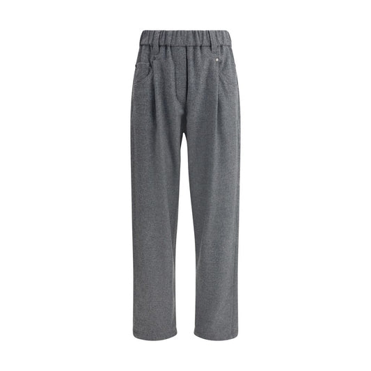 Pantaloni casual in lana grigia Brunello Cucinelli