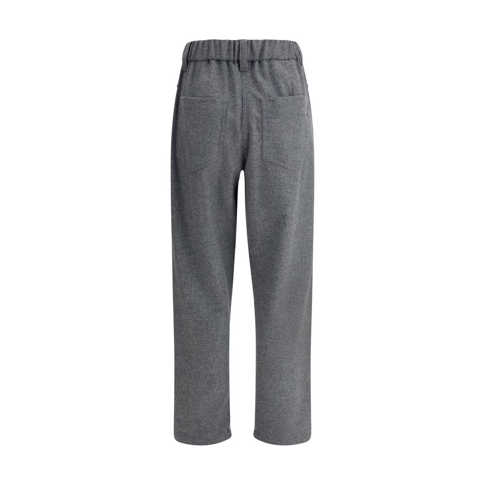 Pantaloni casual in lana grigia Brunello Cucinelli
