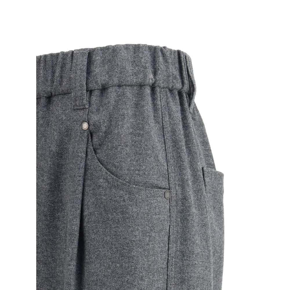 Pantaloni casual in lana grigia Brunello Cucinelli