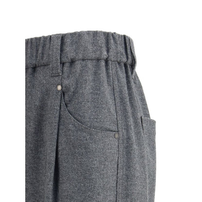 Pantaloni casual in lana grigia Brunello Cucinelli