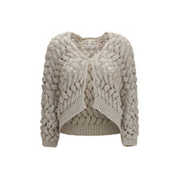Cardigan in seta beige Brunello Cucinelli