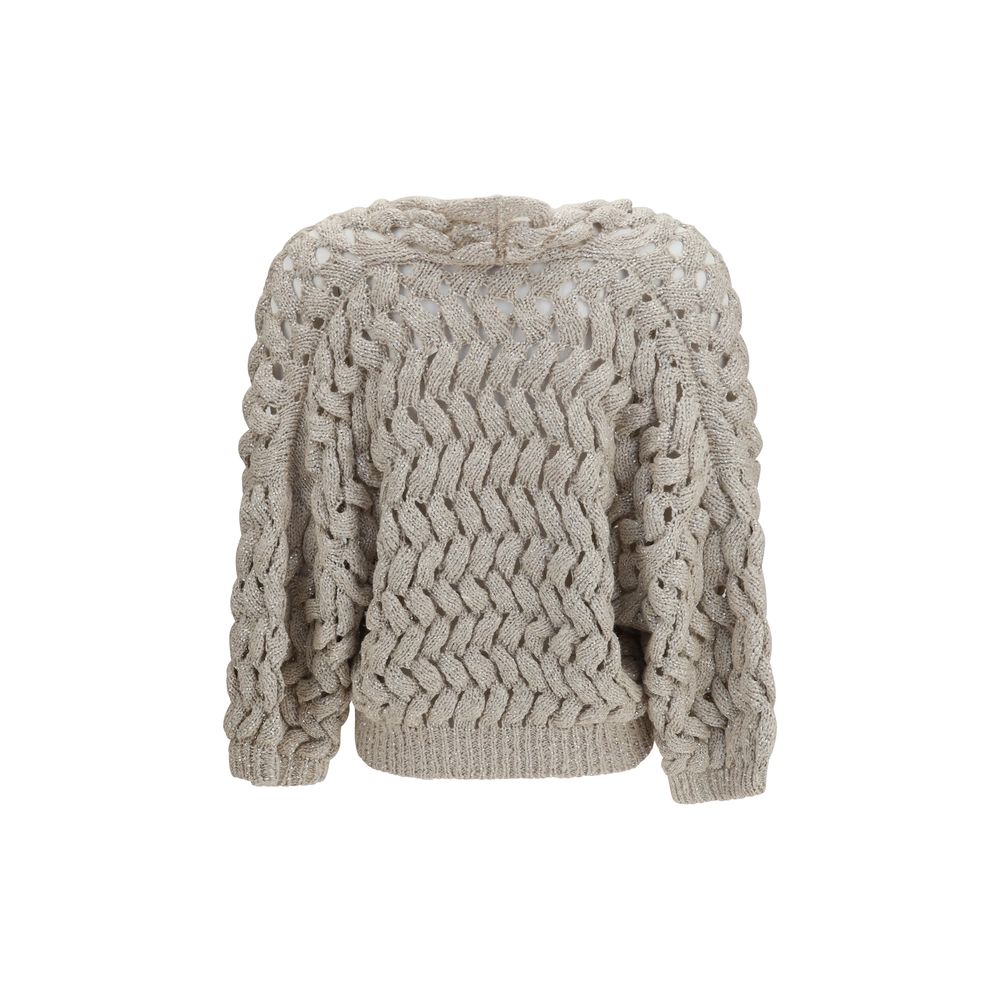 Cardigan in seta beige Brunello Cucinelli