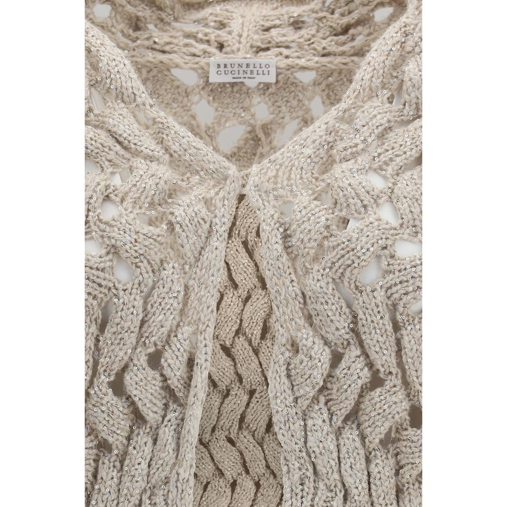 Cardigan in seta beige Brunello Cucinelli