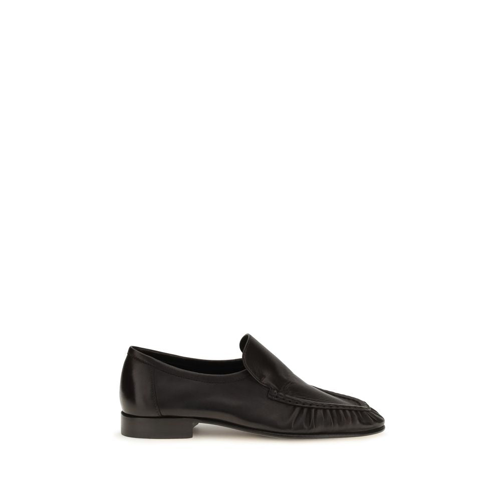Mocassini slip-on in pelle scamosciata marrone The Row