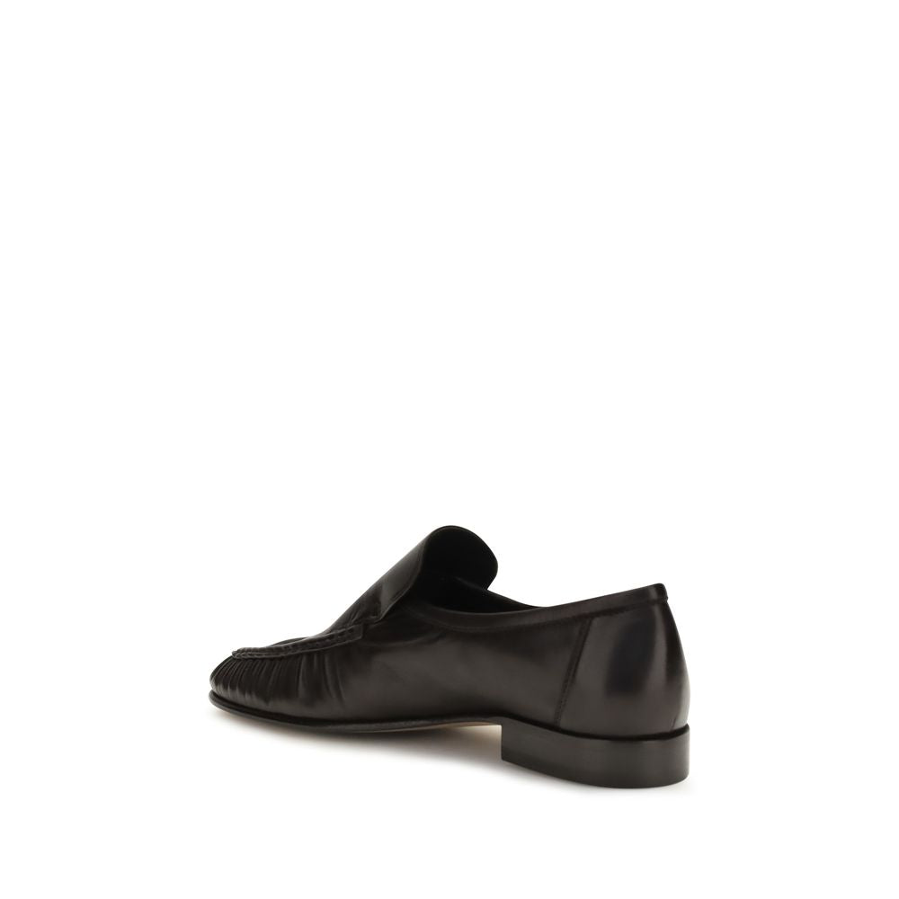 Mocassini slip-on in pelle scamosciata marrone The Row