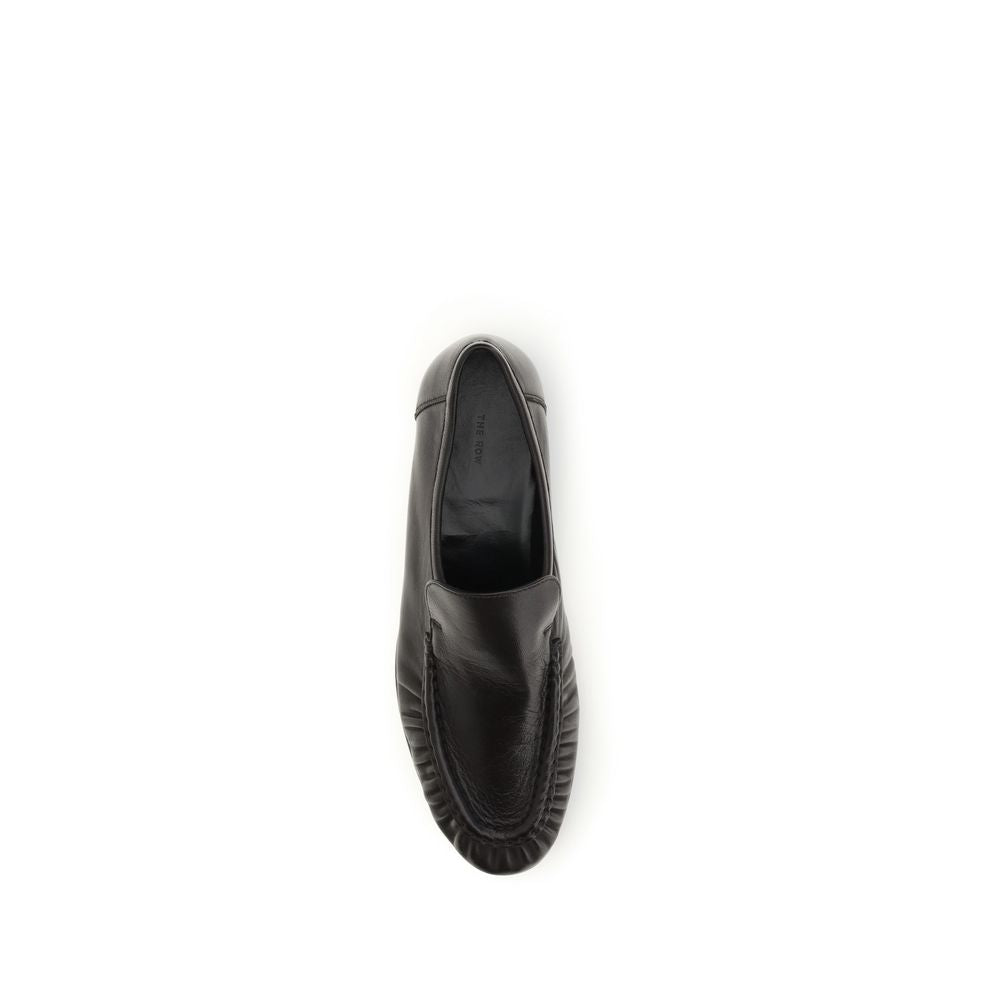 Mocassini slip-on in pelle scamosciata marrone The Row