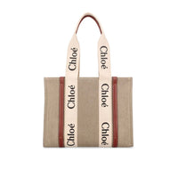 Borsa tote Chloé in lino beige