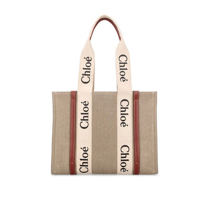 Borsa tote Chloé in lino beige