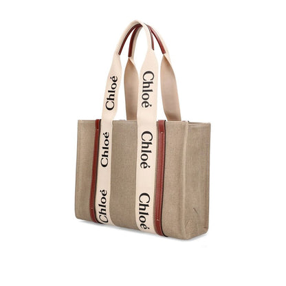 Borsa tote Chloé in lino beige