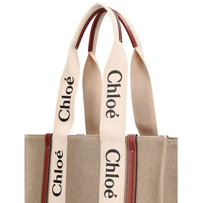 Borsa tote Chloé in lino beige