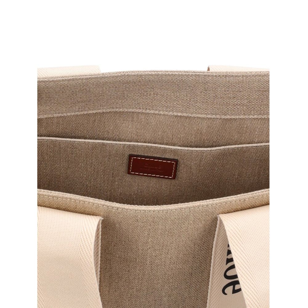 Borsa tote Chloé in lino beige