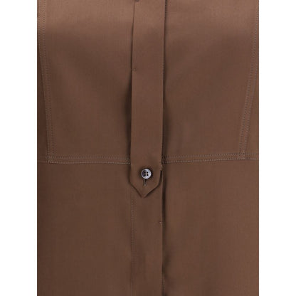 Chemise habillée en soie marron Brunello Cucinelli
