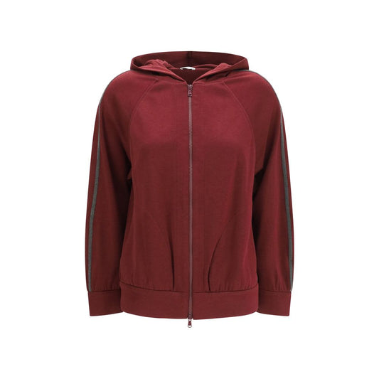 Sweat-shirt en coton bordeaux Brunello Cucinelli