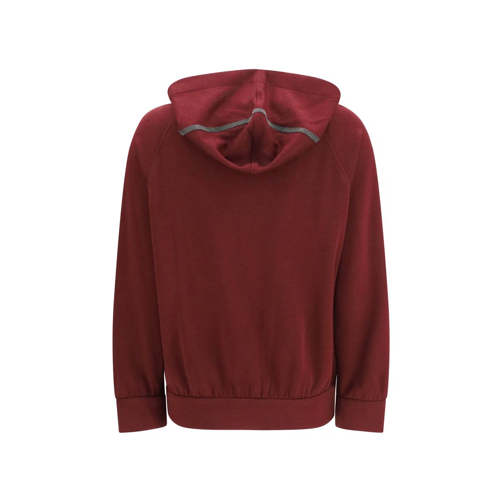Felpa con zip Brunello Cucinelli in cotone bordeaux