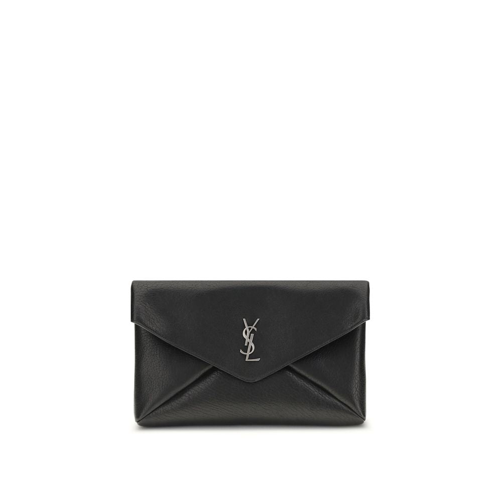 Borsa Pochette Saint Laurent Nera in Pelle di Vitello Bos Taurus