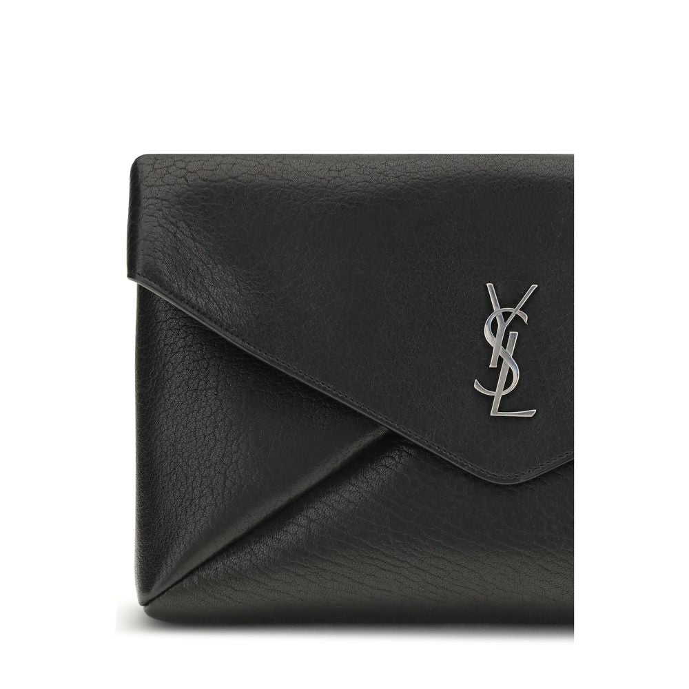 Borsa Pochette Saint Laurent Nera in Pelle di Vitello Bos Taurus
